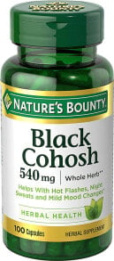 Витамины и БАДы для нормализации гормонального фона Nature's Bounty, Black Cohosh, 540 mg, 100 Capsules