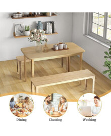 Costway 48'' Wooden Dining Table Rectangular Farmhouse Kitchen