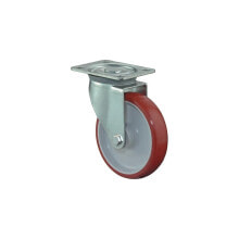 Bs rollen Lenkrolle Rad-Ø 125 mm Tragfähigkeit 150 kg Polyurethan Platte L104xB80 mm Farbe Rolle rot