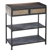 Hall Table with 2 Drawers BRICK Brown Black Iron 75,5 x 38 x 85 cm