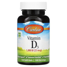 Витамин D carlson, Витамин D3, 25 мкг (1000 МЕ), 100 мягких таблеток