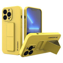 Silikonowe etui z podstawką iPhone 13 Pro Max Kickstand Case żółte