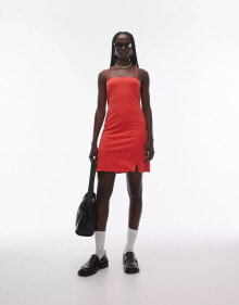 Topshop jersey spaghetti strap mini dress in red купить в интернет-магазине