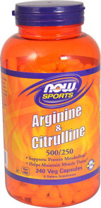 Аминокислоты NOW Foods Arginine & Citrulline Аргинин и цитруллин 240 вегетарианских капсул