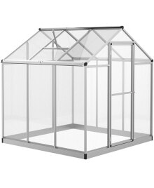 Outsunny 6' L x 6' W Outdoor Walk-In Cold Frame Garden Greenhouse Planter