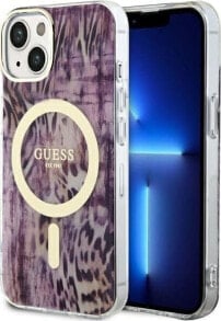 Guess Guess Leopard MagSafe - Etui iPhone 14 (Różowy)