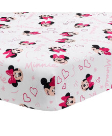 Disney Baby Minnie Mouse Love White/Pink Heart Fitted Crib Sheet