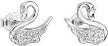 Женские ювелирные серьги серебряные серьги с цирконом белый лебедь 11013.1