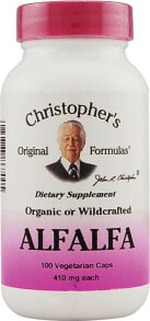 Растительные экстракты и настойки Christopher's Alfalfa Люцерна 410 мг 100 вегетарианских капсул