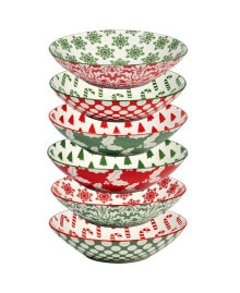 Certified International winter Medley 40 oz Soup Bowls Set of 6, Service for 6