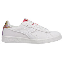 Купить женская спортивная обувь Diadora: Diadora Game L Low Chrome Fluo Lace Up Sneaker Womens White Sneakers Casual Shoe