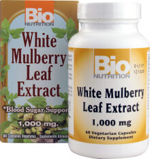 Растительные экстракты и настойки Bio Nutrition White Mulberry Leaf Extract Растительный  экстракт листьев белой шелковицы 1000 мг 60 растительных капсул