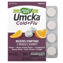 Umcka, Cold+Flu, Orange, 20 Chewable Tablets
