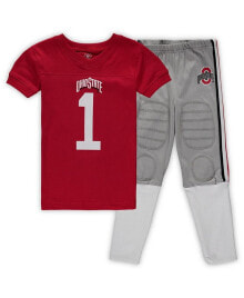 Preschool Boys and Girls Scarlet Ohio State Buckeyes Football V-Neck T-shirt and Pants Sleep Set купить онлайн