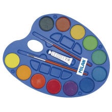 MILAN Palette Of 12 Watercolour Tablet Ø 45 Mm With 2 Brushes And White Tube