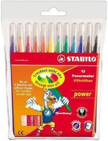 Фломастеры для рисования для детей stabilo Markers 12 Power colors