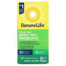 Пребиотики и пробиотики renew Life, Ultimate Flora, пробиотик для взрослых старше 50 лет, 30 млрд КОЕ, 90 вегетарианских капсул
