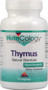 Витамины и БАДы для укрепления иммунитета NutriCology Thymus Natural Glandular Гипоаллергенный комплекс для поддержки  тимуса (вилочковая железа) 75 вегетарианских капсулы