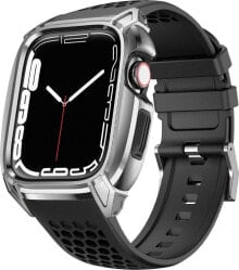 Kingxbar Kingxbar CYF148 2w1 pancerne etui Apple Watch SE, 6, 5, 4 (44 mm) ze stali nierdzewnej z paskiem srebrne