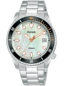 Женские наручные часы унисекс часы аналоговые круглые серебристые Pulsar