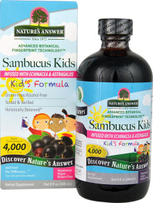 Растительные экстракты и настойки Nature's Answer Sambucus Kids Formula Комплекс с бузиной для детей для  укрепления иммунитета 4000 мг 240 мл