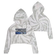 NFL Tennessee Titans Girls' Gray Tie-Dye Crop Hooded Sweatshirt - XS