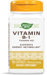 Витамины группы В Nature's Way Vitamin B-1 Thiamin HCl Тиамин - Витамин В-1 для поддержки энергии 100 мг 100 таблеток