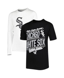 Stitches big Boys and Girls Black, White Chicago White Sox Combo T-shirt Set