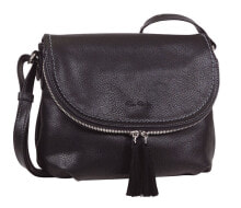 На плечо Женская сумка кросс-боди черная кожаная Tom Tailor
