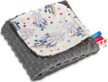Покрывало, подушка, одеяло для малышей Sensillo KOCYK MINKY 75x100 ŁAPACZE SNÓW GRAFIT 4307/4216