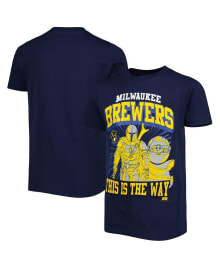 Outerstuff big Boys and Girls Navy Milwaukee Brewers Star Wars This is the Way T-shirt