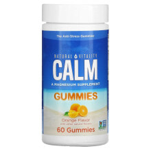 Магний Natural Vitality, CALM, жевательные мармеладки против стресса, апельсин, 60 жевательных таблеток