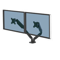 Fellowes Platinum Series Dual Monitor Arm - Monitor Mount for Two 8KG 32 Inch Screens - Adjustable Dual Monitor Desk Mount - Tilt 45° Pan 180° Swivel 360° Rotation 360° - VESA 75 x 75/100 x 100 - Black - Clamp/Grommet - 8 kg - 81.3 cm (32