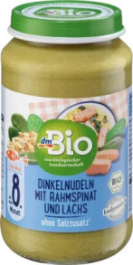 Menü Dinkelnudeln mit Rahmspinat und Lachs ab dem 8. Monat, Demeter, 220 g