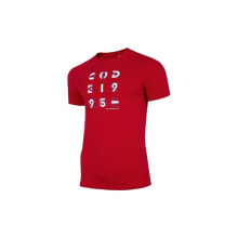 Мужские спортивные футболки мужская футболка спортивная красная с надписями на груди 4F TSM018