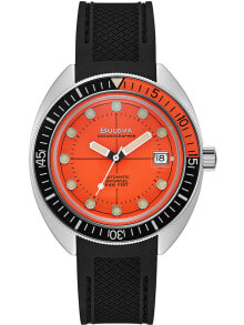 Мужские наручные часы с ремешком Мужские наручные часы с черным силиконовым ремешком Bulova 96B350 Oceanographer automatic 41mm 20ATM