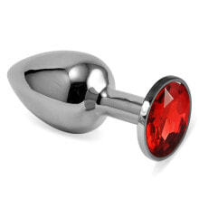 Плаги, пробки анальные Butt Plug Silver Rosebud Classic with Red Jewel Size S