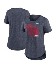 Nike women's Heather Navy Cleveland Guardians Touch Tri-Blend T-shirt