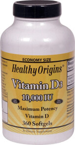Витамин D healthy Origins Vitamin D3  Витамин D3 - 10000 МЕ - 360 гелевых капсул