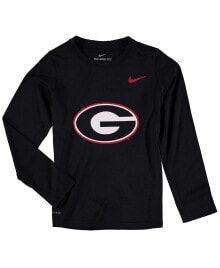 Nike big Boys Heathered Black Georgia Bulldogs Legend Logo Long Sleeve Performance T-shirt