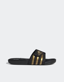 adidas Sportswear – adissage – Slider in Schwarz und Gold