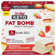 Жиросжигатели SlimFast Keto Fat Bomb Snack Bar Безглютеновые KETO батончики - 12 батончиков клубничный чизкейк