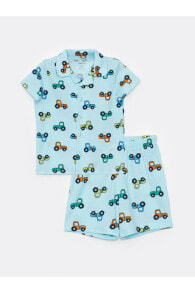 Polo Yaka Kısa Kollu Erkek Bebek Pijama Takımı