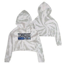 NFL Tennessee Titans Girls' Gray Tie-Dye Crop Hooded Sweatshirt - XL