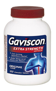 Витамины и БАДы для пищеварительной системы Gaviscon Extra Strength Antacid Original Антацид для быстрого облегчения изжоги 100  жевательные таблетки