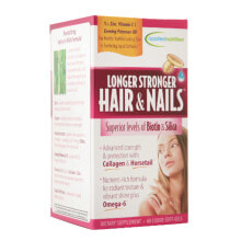 Витамины и БАДы для кожи applied Nutrition Longer Stronger Hair and Nails Комплекс с биотином, кремнием и коллагеном для укрепления волос и ногтей 60 жидких гелевых капсул