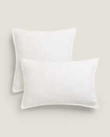 Linen cushion cover with topstitching