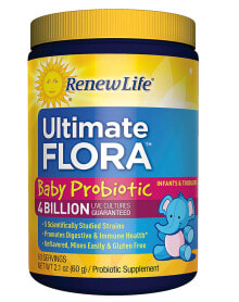 Пребиотики и пробиотики renew Life Baby Probiotic Ultimate Flora Жидкие пробиотики для малышей способствуют здоровью пищеварительной системы и иммунитета 5 штаммов 4 млрд КОЕ 60 г