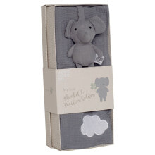 JABADABADO Gift Kit Grey Blanket & Pacifier Buddy Elephant Teddy