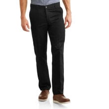 Купить мужские брюки George: George Wrinkle Resistant Flat Front Twill Pants Men's 32 x 32 Black 100% Cotton